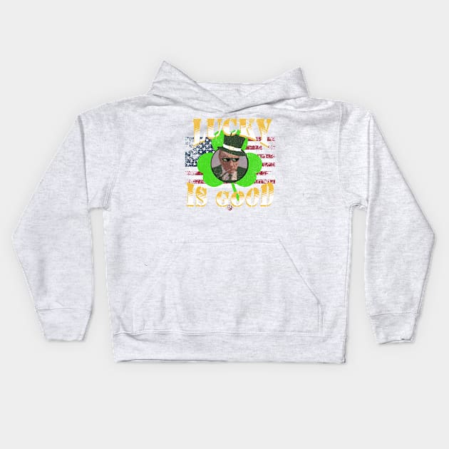 Trump St Patricks Day Funny Lucky is Good Political Gift Idea Kids Hoodie by anarchyunion